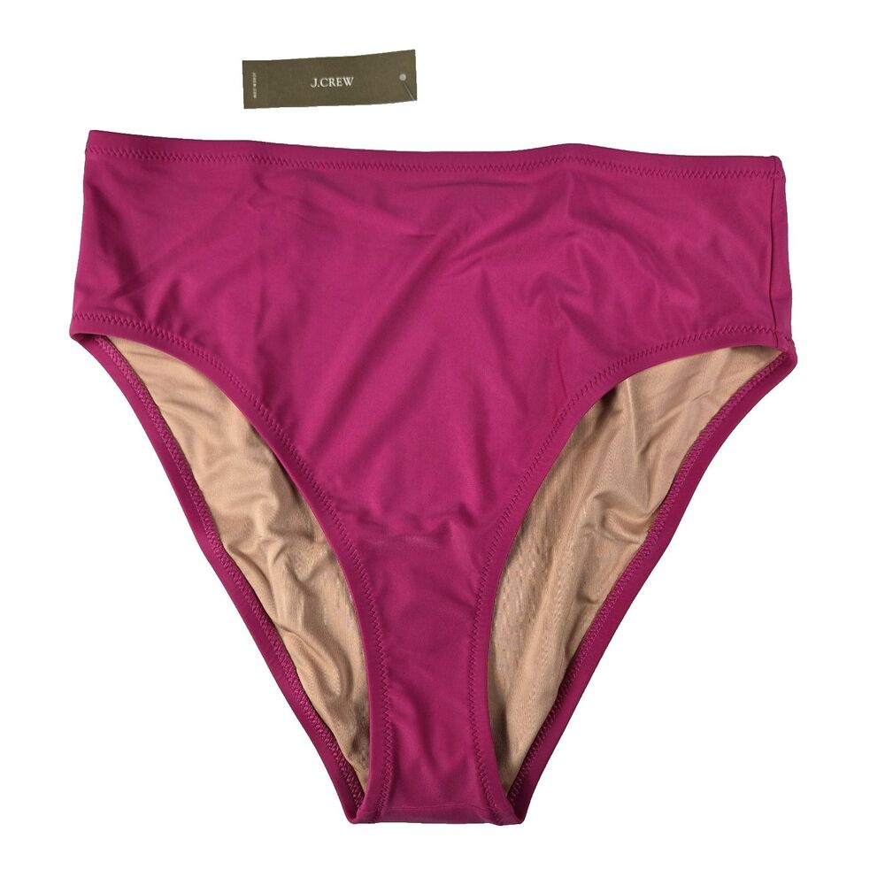 J. Crew Women's Medium High Rise Full Coverage Bikini Bottom Pink NWT BM642